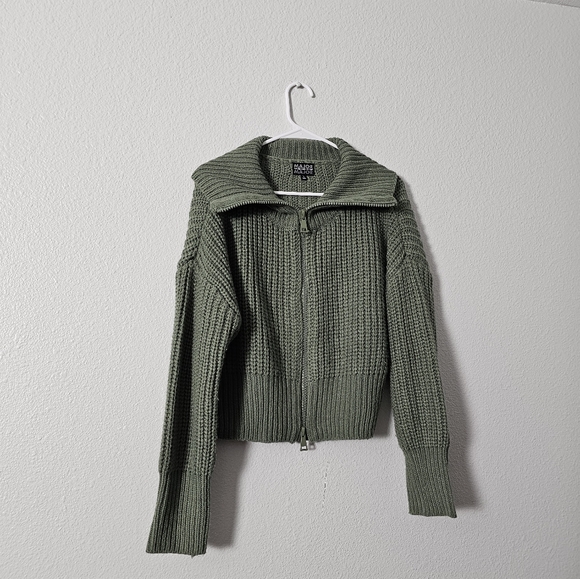 major Sweaters - Green Knit Zip-Up Sweater Sz L